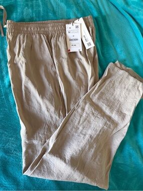 Zara Lightweight Beautiful Stone color Elastic-Waist Pants New With Tags